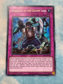 YUGIOH HUAQUERO OF THE GOLDEN LAND SECRET RARE 1ST EXC SESL-EN033 - Image 1