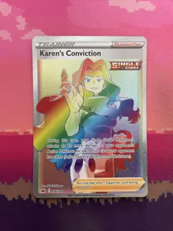 Pokemon Card Karen's Conviction 216/198 Rainbow Rare Chilling Reign Near Mint - Image 1