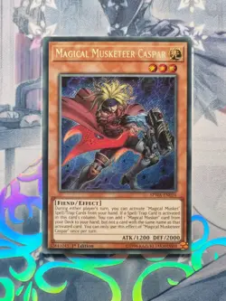 SPWA-EN010 Magical Musketeer Caspar Secret Rare 1st Edition Near Mint YuGiOh TCG - Image 1