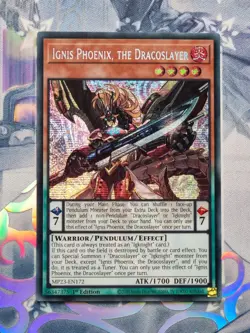 MP23-EN172 Ignis Phoenix, the Dracoslayer Prismatic Secret Rare 1st Ed NM YuGiOh - Image 1
