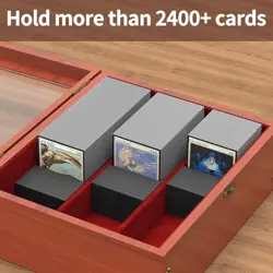Wooden Storage Box for Trading Card, MTG Deck Case Holds 2400+ Gaming Cards, ... - Image 2