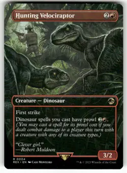 Hunting Velociraptor (Borderless) 04 NM MTG REX Magic - Image 1