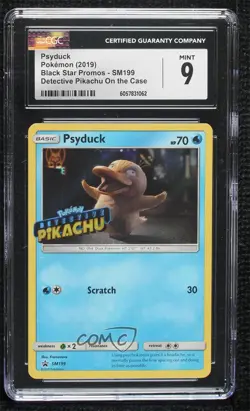 Psyduck (Detective Pikachu Stamp) Pokemon Sun & Moon Black Star Promo CGC 9 Mint - Image 1