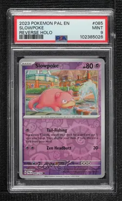 Slowpoke Reverse Foil Pokemon SV02: Paldea Evolved PSA 9 MINT - Image 1