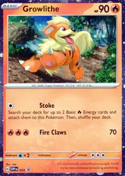 Pokemon Black Star Promo "Growlithe" Cosmos Holo! #024. NM or Better! - Image 1