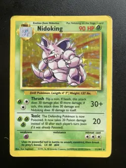 Pokemon Card Nidoking 11/102 Holo Rare Base Set WOTC 1999 Vintage - Image 1