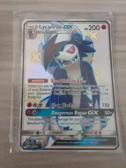 LYCANROC GX SV66/SV94 SUN & MOON HIDDEN FATES FULL ART SHINY VAULT POKEMON CARD - Image 1