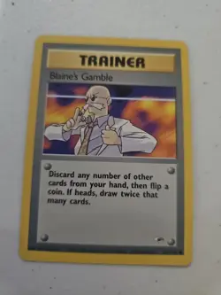BLAINE'S GAMBLE TRAINER POKEMON TCG GYM HEROES BASE SET LP CARD - Image 3