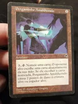 MTG Pergaminho Almadicoado TMP Tempet Rare Portuguese Cursed Scroll - Image 1