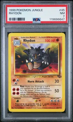 1999 POKEMON JUNGLE #45 RHYDON PSA 7 - Image 1