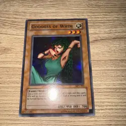 YUGIOH GODDESS OF WHIM SUPER RARE PROMO V. GOOD CONDITION MP1-003 - Image 1