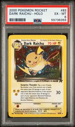 2000 POKEMON ROCKET #83 DARK RAICHU-HOLO PSA 6 - Image 1