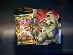 Pokemon TCG Tyranitsr V Tin- 3 EVOLVING SKIES/ 2 BRILLIANT STARS confirmed - Image 1