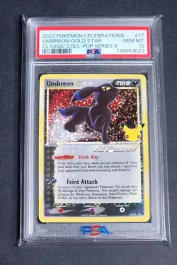 2021 Pokemon Celebrations Umbreon Gold Star #17 PSA 10 - Image 1