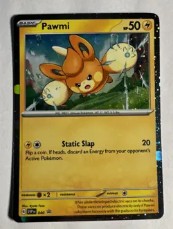 Pokemon TCG Promo SVP 040 Cosmos HoloPawmi with Galaxy HD Swirl & Holo Bleed - Image 2