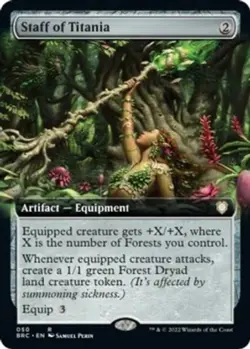 Mint/Near-Mint, English - 1 x MTG Staff of Titania - Extended Art Commander: The - Image 1