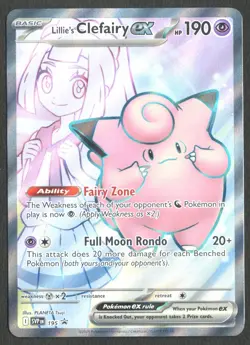 Pokemon TCG: Lillie's Clefairy EX SVP 195 Promo Journey Together Full Art - Image 1