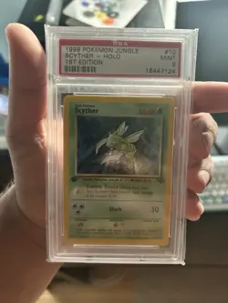 Pokemon Scyther 1st Edition Holo Rare TCG Card Jungle 10/64 PSA 9 - Image 1