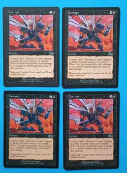 Magic the Gathering MTG Urza's Saga CORRUPT X 4 ( 3 LP/EX & 1 MP) C 1998! - Image 1