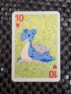 Lapras Pokemon 1999 Mini Deck Playing Cards 2.5x1.75in Ten Of Hearts Green Back - Image 1