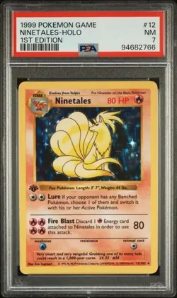 1999 Pokemon Game Ninetales - 1st Edition Base Set Holo Foil 12/102 PSA 7 NM - Image 1