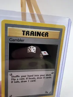 Trainer Gambler 60/62 Fossil Set Uncommon Pokemon Card Unlimited 1999 - Image 3
