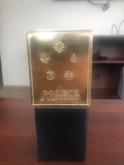 MTG Magic the Gathering Ultra Pro Commander Deck Box Gold Leatherette Flip Box - Image 4