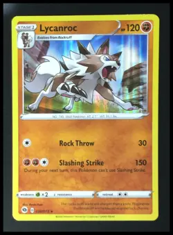 2020 Pokemon Gaming Sword & Shield Champion's Path Lycanroc #030/073 Holo - Image 1
