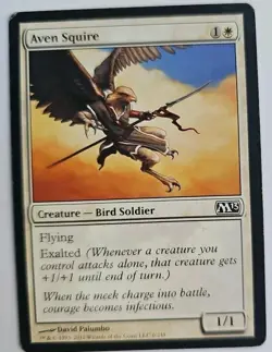 MTG Magic The Gathering Card Aven Squire Creature Bird Soldier White M13 - Image 1