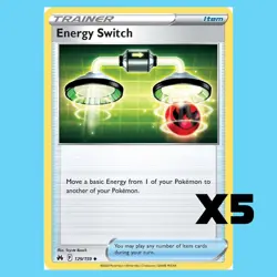 X5 2021 Pokemon Crown Zenith Energy Switch Trainer Cards 129/159 Pack Fresh - Image 1