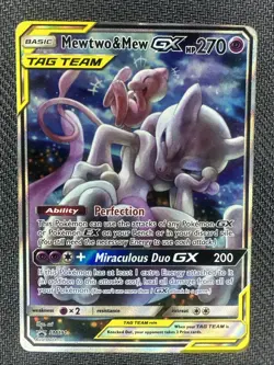 Mewtwo & Mew GX SM191 Sun & Moon Tag Team Alt Art Promo Pokemon Card - Image 1