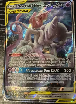 Mewtwo & Mew GX SM191 Sun & Moon Tag Team Alt Art Promo Pokemon Card - Image 1