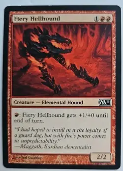MTG Magic The Gathering Card Fiery Hellhound Creature Elemental Hound Red M11 - Image 1