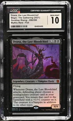 DRANA, THE LAST BLOODCHIEF Zendikar Rising Foil Mythic CGC 10 MTG - Image 1