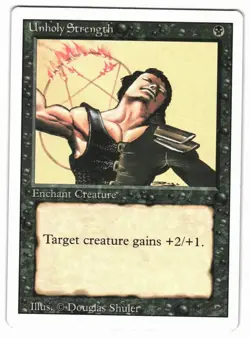 MTG Unholy Strength Revised Edition 3ED Common Censored Shuler Pentagram Artwork - Image 1