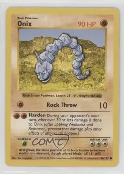 Onix Shadowless Pokemon Base Set #56 1999 READ - Image 1