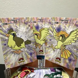 Pokemon Database Shiny Set Pidgey Pidgeotto Pidgeot Sparkle Holo Set Of 3 - Image 1