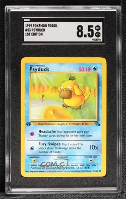 Psyduck 1st Ed. Pokemon Fossil SGC 8.5 1999 - Image 1