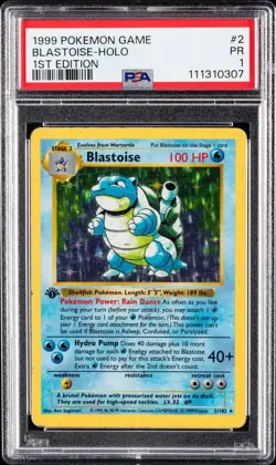 1999 POKEMON BASE SET 1ST EDITION #2 BLASTOISE-HOLO PSA 1 - LOW POP 🔥📈 - Image 1