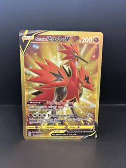 Pokemon TCG: Galarian Zapdos V 182/172 Brilliant Stars Gold Secret Rare Full Art - Image 1