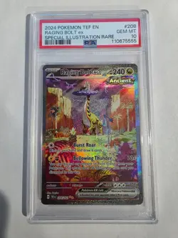 PSA 10 GEM MT Pokemon Temporal Forces Raging Bolt ex 208/162 SIR - Image 1