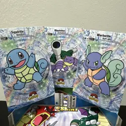 Pokemon Database Shiny Set Squirtle Wartortle Blastoise Sparkle Holo Set Of 3 - Image 1