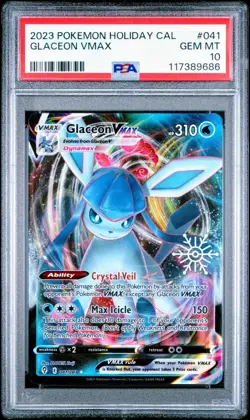 Glaceon VMAX 041/203 Snowflake Stamp PSA 10 💎 (2023 Pokemon Holiday Calendar) - Image 1