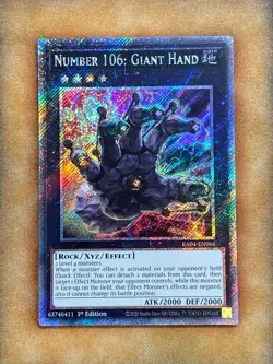 Yugioh Number 106: Giant Hand RA04-EN066 Platinum Secret Rare 1st Ed NM - Image 1