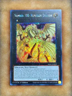 Yugioh Number 100: Numeron Dragon RA01-EN039 Platinum Secret Rare 1st Ed NM - Image 1