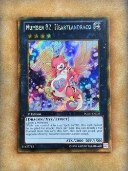 Yugioh Number 82: Heartlandraco PGLD-EN025 Gold Secret Rare 1st Ed NM - Image 1