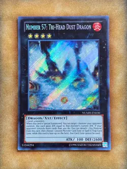 Yugioh Number 57: Tri-Head Dust Dragon NUMH-EN030 Secret Rare LP - Image 1