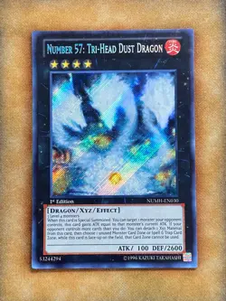 Yugioh Number 57: Tri-Head Dust Dragon NUMH-EN030 Secret Rare 1st Ed NM - Image 1