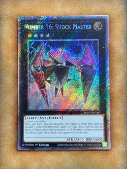Yugioh Number 16: Shock Master RA04-EN166 Platinum Secret Rare 1st Ed NM - Image 1