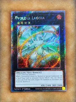 Yugioh Evolzar Laggia RA04-EN160 Platinum Secret Rare 1st Ed NM - Image 1